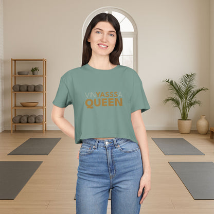 Vinyassa Queen Women's Crop Tee, Stylish Crop Top, Fashionable Tee for Yoga, Casual Wear, Workout Clothing, Gift for Her