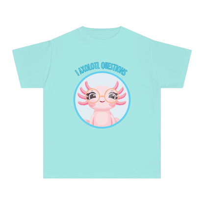Adorable Axolotl Questions Youth Tee, Cute Kid's Shirt, Funny Graphic Tee, Axolotl Lover Gift, Eco-Friendly Youth Shirt