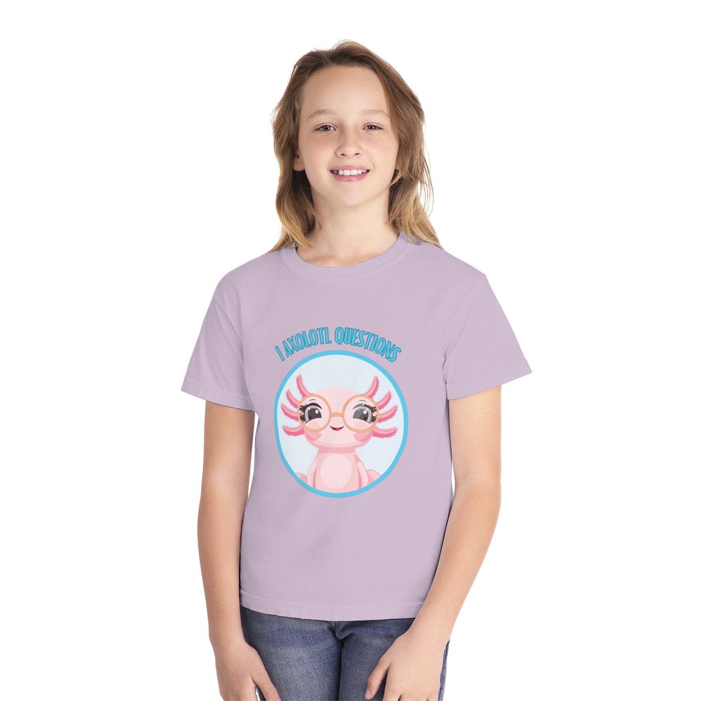 Adorable Axolotl Questions Youth Tee, Cute Kid's Shirt, Funny Graphic Tee, Axolotl Lover Gift, Eco-Friendly Youth Shirt