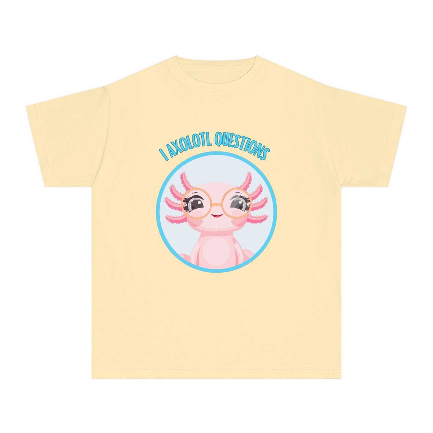 Adorable Axolotl Questions Youth Tee, Cute Kid's Shirt, Funny Graphic Tee, Axolotl Lover Gift, Eco-Friendly Youth Shirt