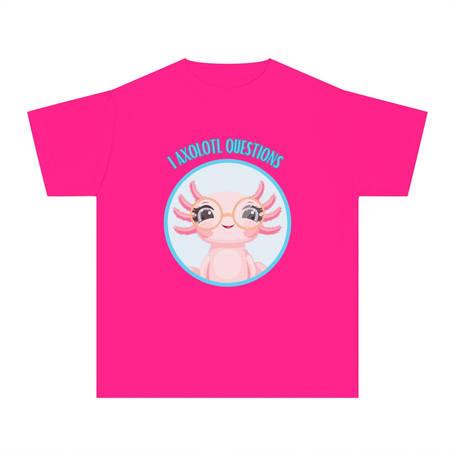 Adorable Axolotl Questions Youth Tee, Cute Kid's Shirt, Funny Graphic Tee, Axolotl Lover Gift, Eco-Friendly Youth Shirt