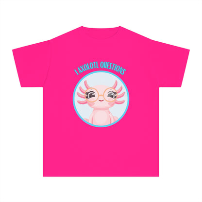 Adorable Axolotl Questions Youth Tee, Cute Kid's Shirt, Funny Graphic Tee, Axolotl Lover Gift, Eco-Friendly Youth Shirt