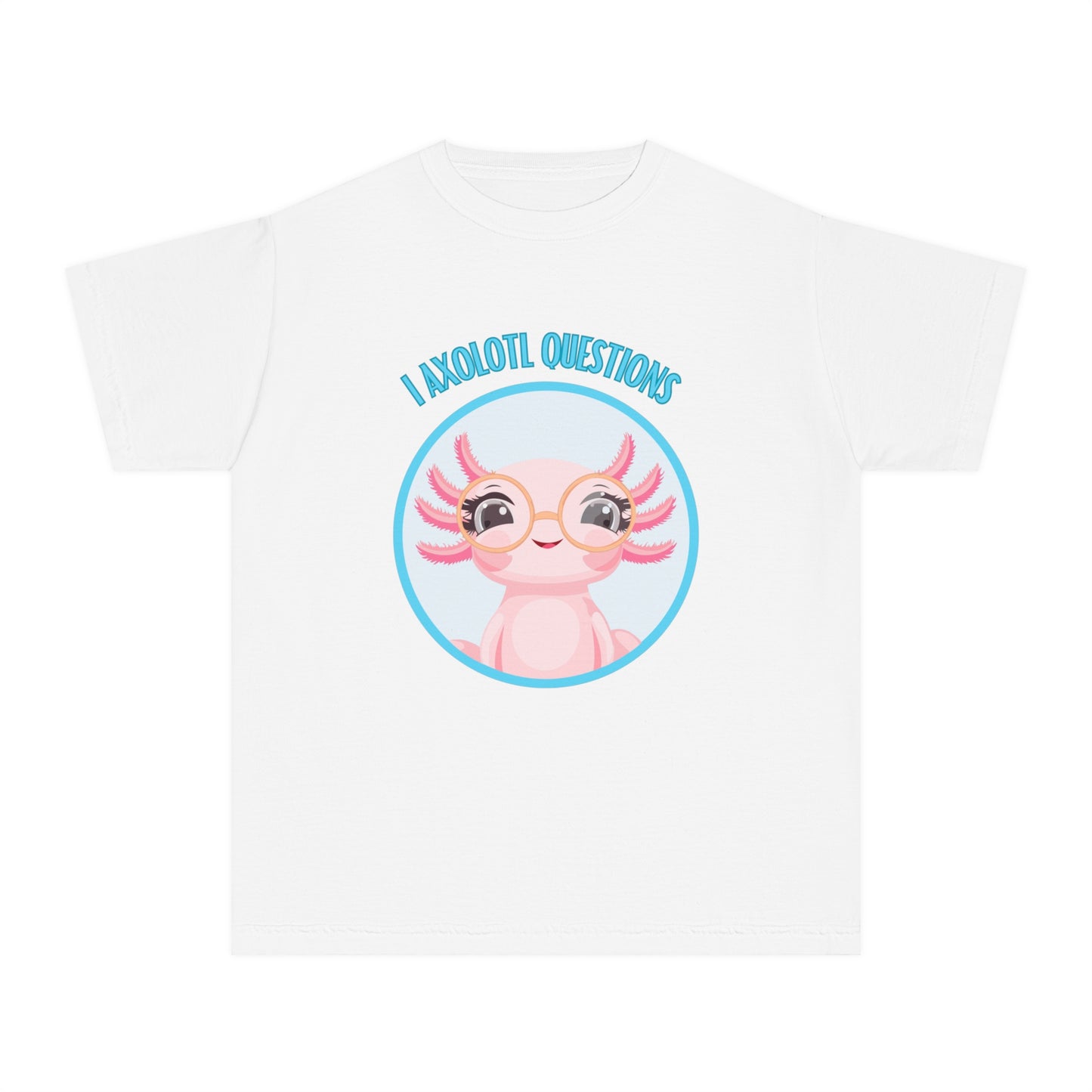 Adorable Axolotl Questions Youth Tee, Cute Kid's Shirt, Funny Graphic Tee, Axolotl Lover Gift, Eco-Friendly Youth Shirt