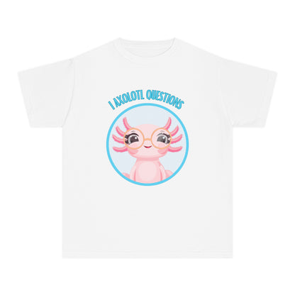 Adorable Axolotl Questions Youth Tee, Cute Kid's Shirt, Funny Graphic Tee, Axolotl Lover Gift, Eco-Friendly Youth Shirt