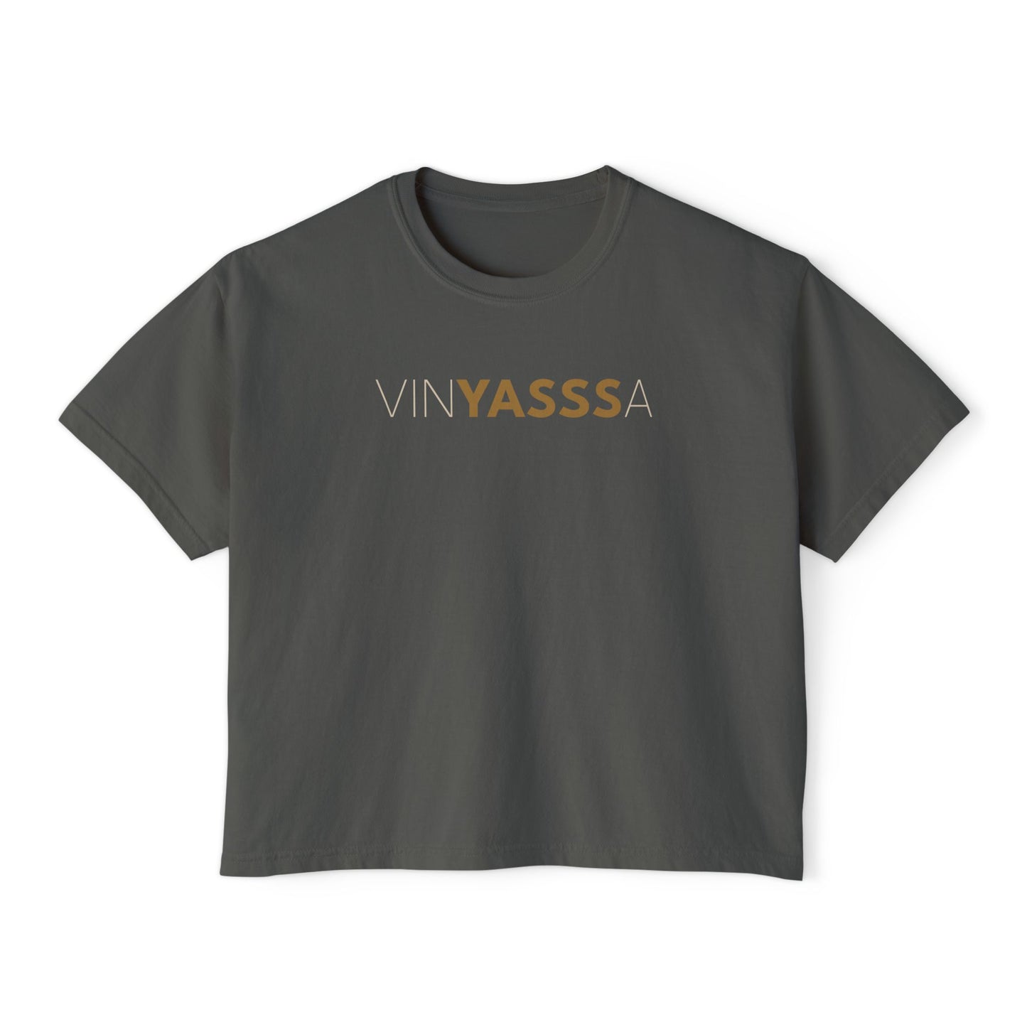 VinYASAa Women's Boxy Tee – Say YASSSS to Letting Go, Flowing with Intention | Trendy Yoga Shirt, Lounge Wear, Gift for Her, Casual Summer Style