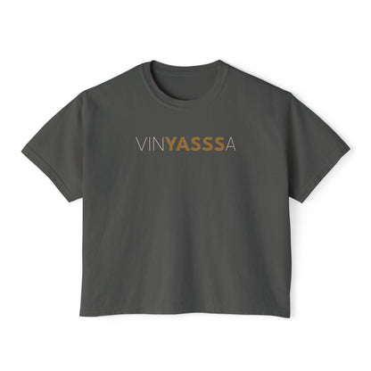 VinYASAa Women's Boxy Tee – Say YASSSS to Letting Go, Flowing with Intention | Trendy Yoga Shirt, Lounge Wear, Gift for Her, Casual Summer Style