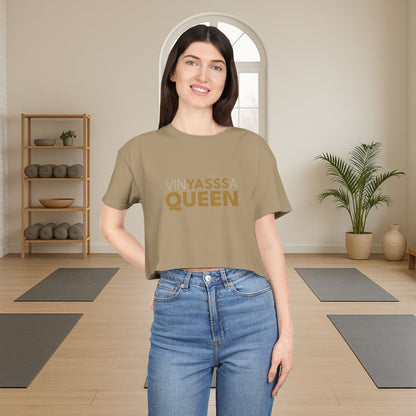 Vinyassa Queen Women's Crop Tee, Stylish Crop Top, Fashionable Tee for Yoga, Casual Wear, Workout Clothing, Gift for Her