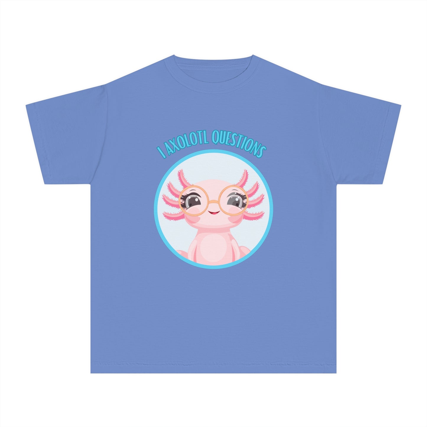 Adorable Axolotl Questions Youth Tee, Cute Kid's Shirt, Funny Graphic Tee, Axolotl Lover Gift, Eco-Friendly Youth Shirt