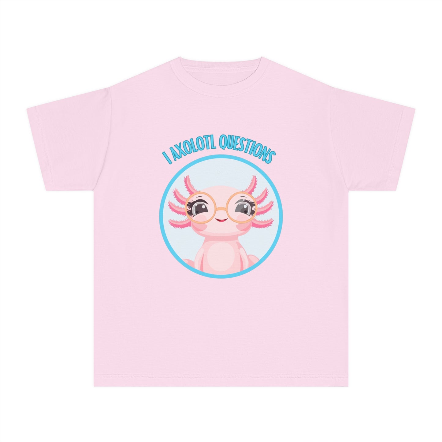 Adorable Axolotl Questions Youth Tee, Cute Kid's Shirt, Funny Graphic Tee, Axolotl Lover Gift, Eco-Friendly Youth Shirt