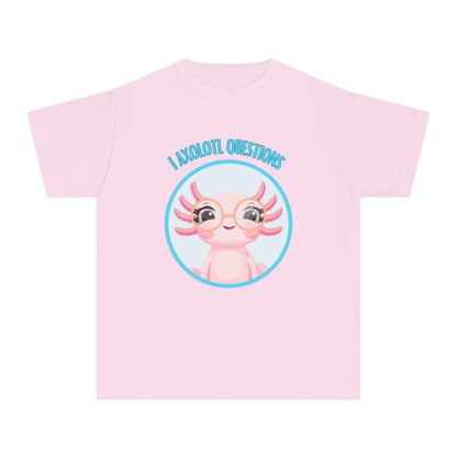 Adorable Axolotl Questions Youth Tee, Cute Kid's Shirt, Funny Graphic Tee, Axolotl Lover Gift, Eco-Friendly Youth Shirt