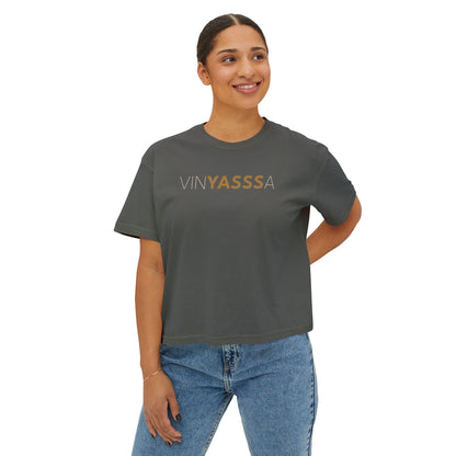 VinYASAa Women's Boxy Tee – Say YASSSS to Letting Go, Flowing with Intention | Trendy Yoga Shirt, Lounge Wear, Gift for Her, Casual Summer Style
