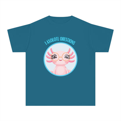 Adorable Axolotl Questions Youth Tee, Cute Kid's Shirt, Funny Graphic Tee, Axolotl Lover Gift, Eco-Friendly Youth Shirt