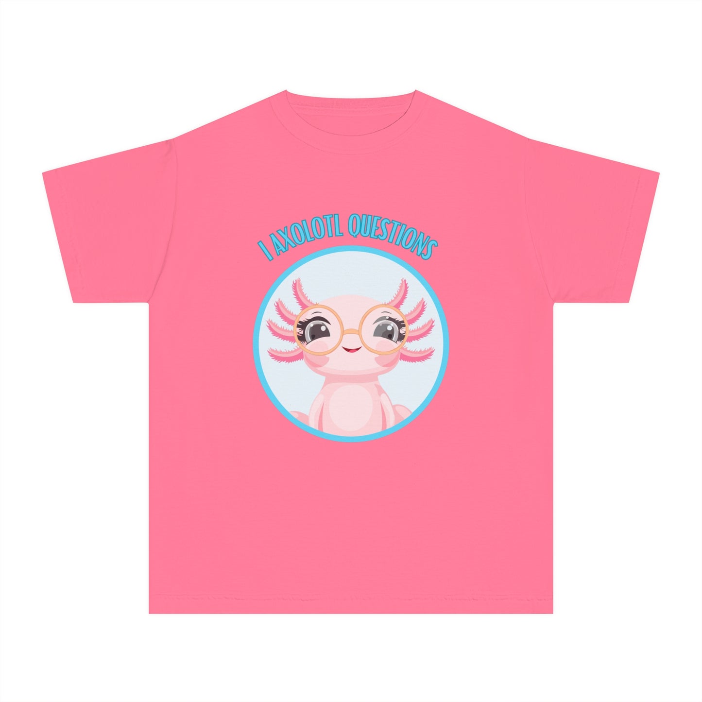 Adorable Axolotl Questions Youth Tee, Cute Kid's Shirt, Funny Graphic Tee, Axolotl Lover Gift, Eco-Friendly Youth Shirt