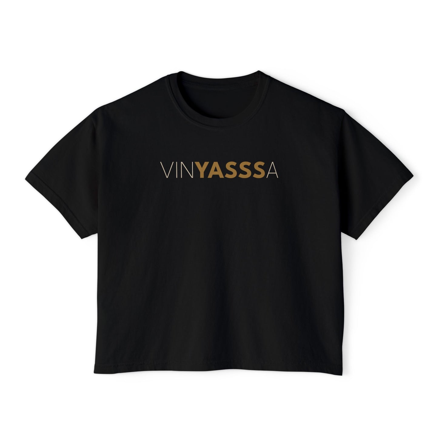 VinYASAa Women's Boxy Tee – Say YASSSS to Letting Go, Flowing with Intention | Trendy Yoga Shirt, Lounge Wear, Gift for Her, Casual Summer Style