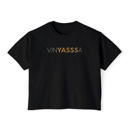 VinYASAa Women's Boxy Tee – Say YASSSS to Letting Go, Flowing with Intention | Trendy Yoga Shirt, Lounge Wear, Gift for Her, Casual Summer Style
