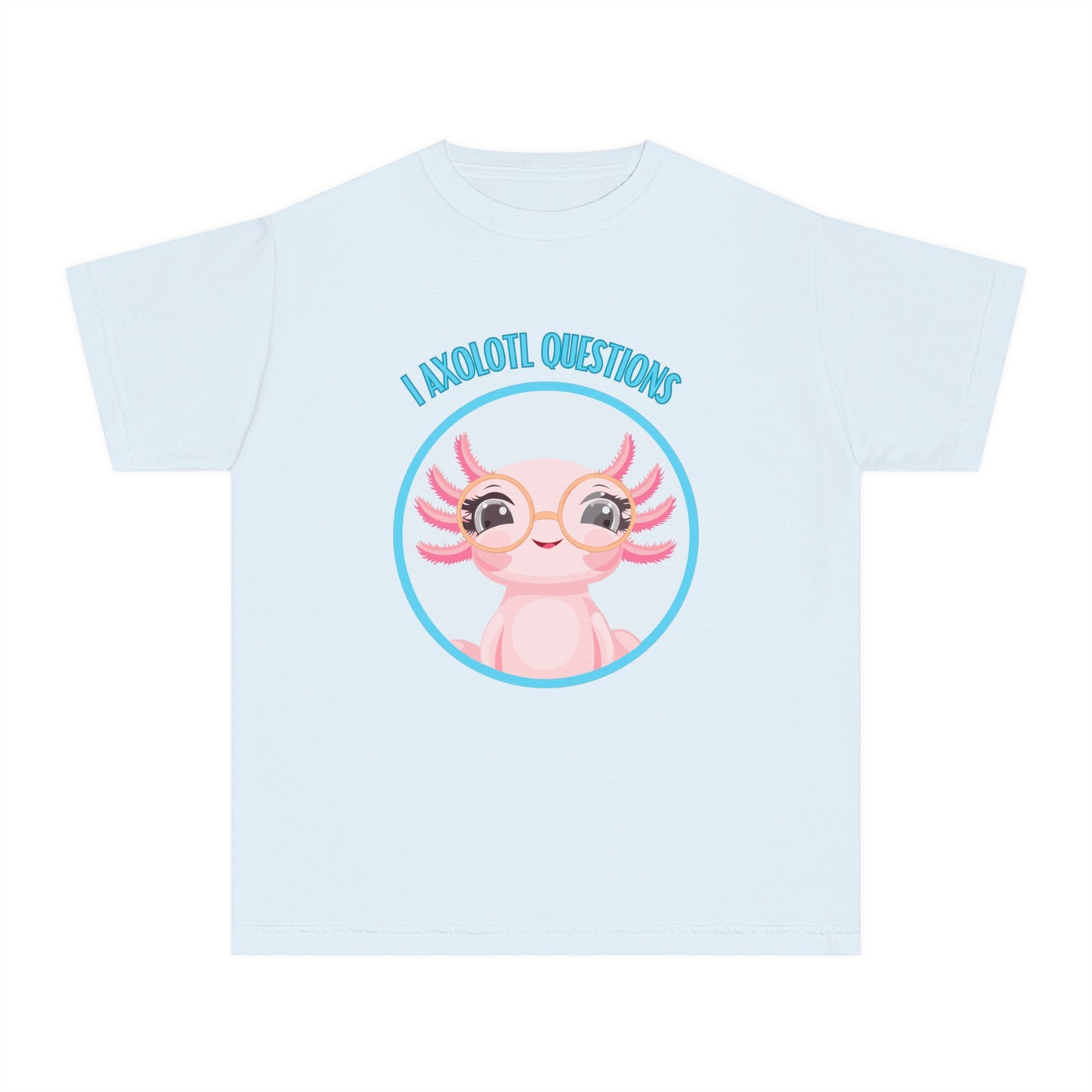 Adorable Axolotl Questions Youth Tee, Cute Kid's Shirt, Funny Graphic Tee, Axolotl Lover Gift, Eco-Friendly Youth Shirt