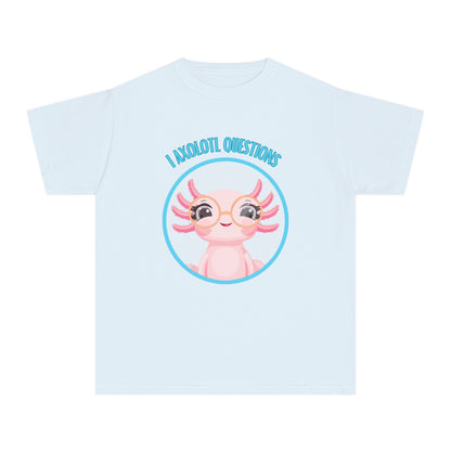 Adorable Axolotl Questions Youth Tee, Cute Kid's Shirt, Funny Graphic Tee, Axolotl Lover Gift, Eco-Friendly Youth Shirt