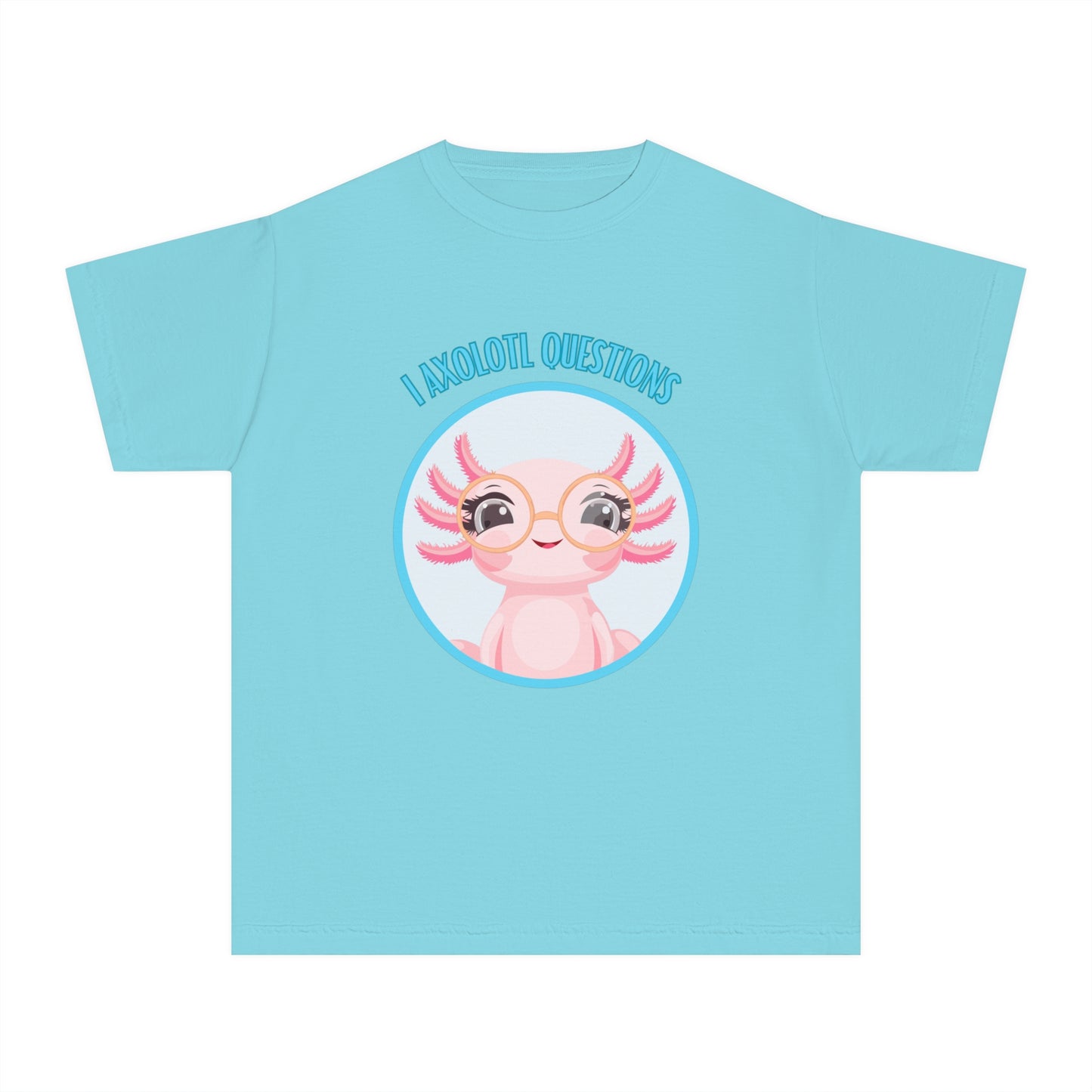 Adorable Axolotl Questions Youth Tee, Cute Kid's Shirt, Funny Graphic Tee, Axolotl Lover Gift, Eco-Friendly Youth Shirt