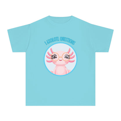 Adorable Axolotl Questions Youth Tee, Cute Kid's Shirt, Funny Graphic Tee, Axolotl Lover Gift, Eco-Friendly Youth Shirt