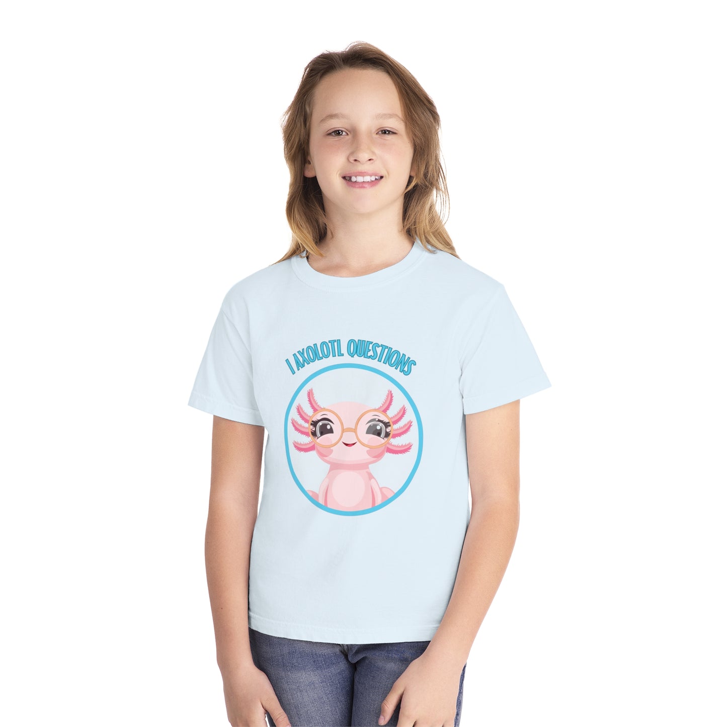 Adorable Axolotl Questions Youth Tee, Cute Kid's Shirt, Funny Graphic Tee, Axolotl Lover Gift, Eco-Friendly Youth Shirt
