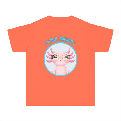 Adorable Axolotl Questions Youth Tee, Cute Kid's Shirt, Funny Graphic Tee, Axolotl Lover Gift, Eco-Friendly Youth Shirt